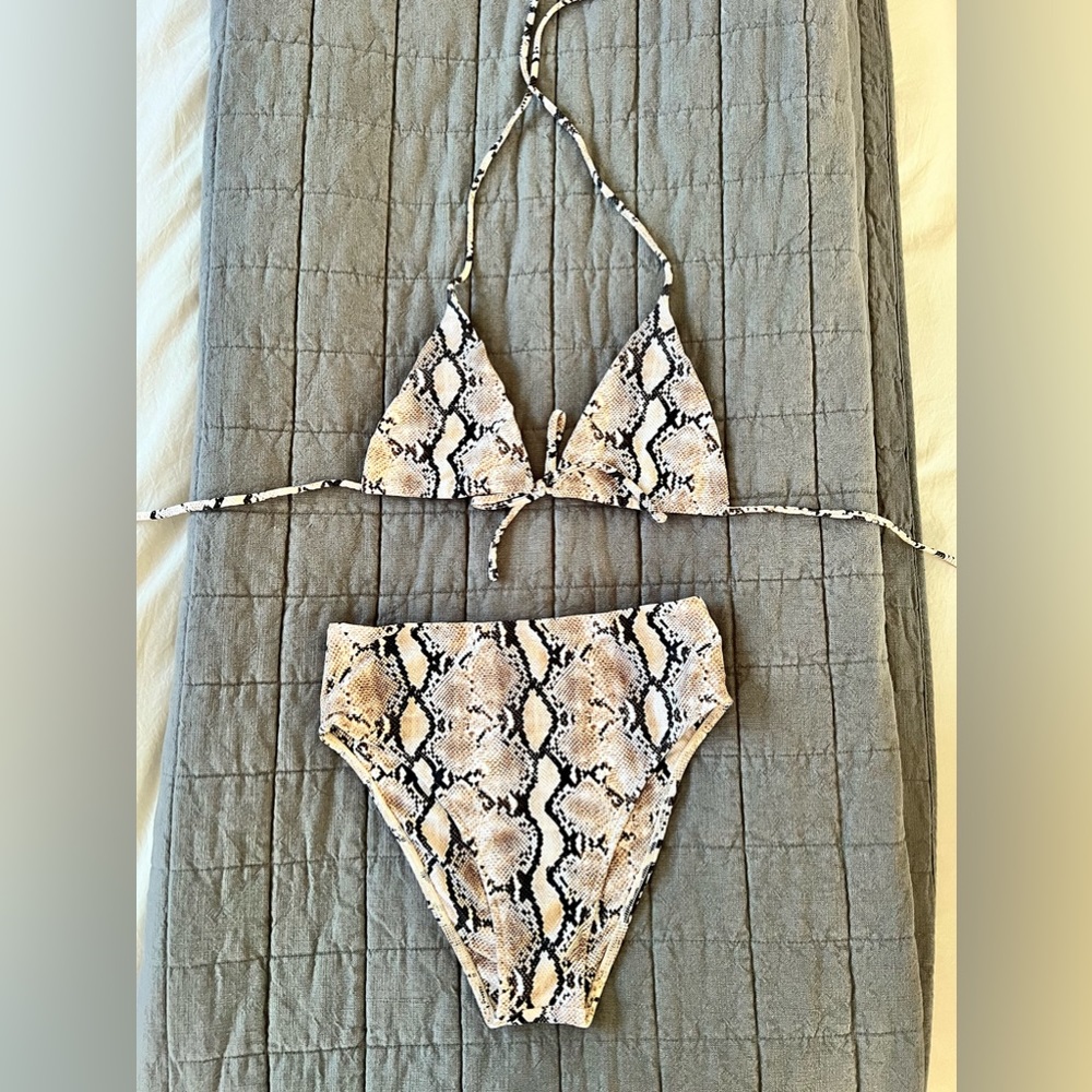 Tan + Lines Python Print Bikini - image 2